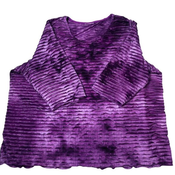 Womens 3X Textured Purple Top pullover washable - Picture 4 of 6
